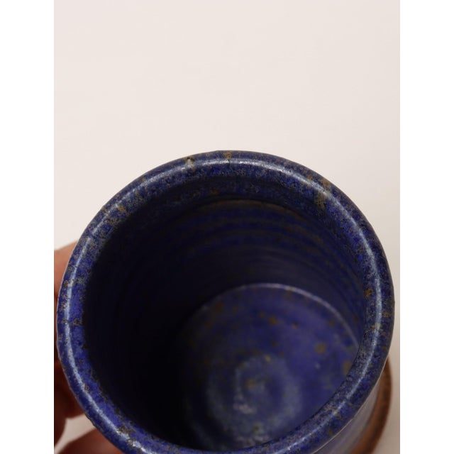 Vintage Studio Pottery Indigo "Thyme" Herb Cylindrical Vessel by Deanna Nichols For Sale - Image 14 of 16