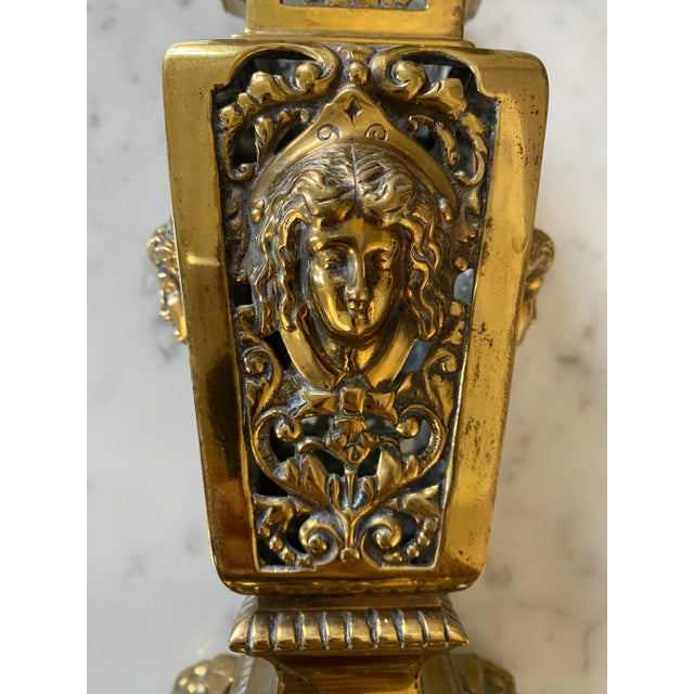 Metal Antique Victorian Pierced Brass Spill Vase For Sale - Image 7 of 9