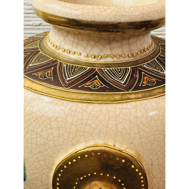 Antique Asian Figural Crackle Glaze Vase With Elephant Motif, Early 1900's For Sale - Image 11 of 11