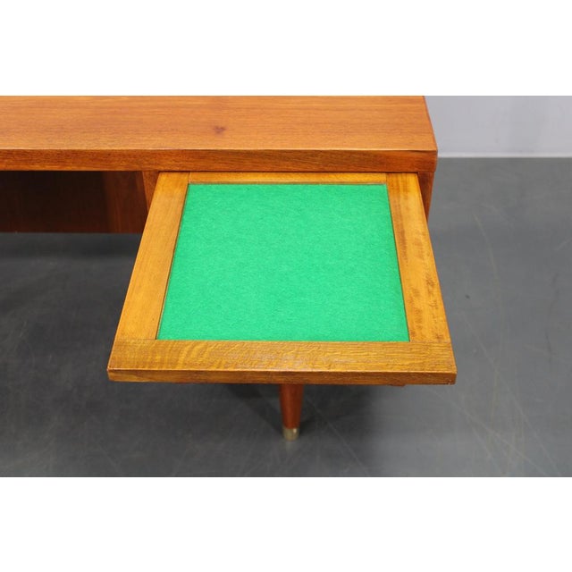 Mid-Century Danish Teak Writing Desk with Brass Details, 1960s For Sale - Image 13 of 18