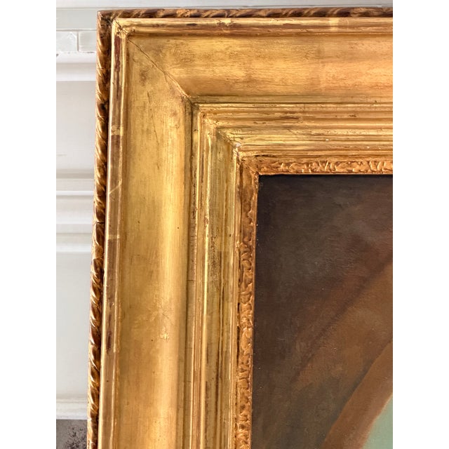 Paint Large Classical Allegorical Artist Cherub Oil Painting in Giltwood Frame For Sale - Image 7 of 11