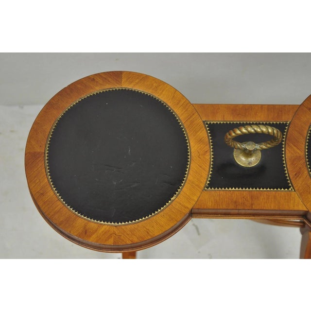 Wood Vintage Weiman Heiroom French Empire Regency Style Black Leather Top Side Table For Sale - Image 7 of 17