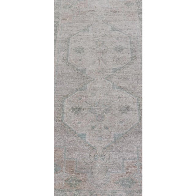 Vintage Turkish Oushak Runner With Subdued Geometric Medallions in Light Tones 2'9"x6'6" For Sale - Image 4 of 10