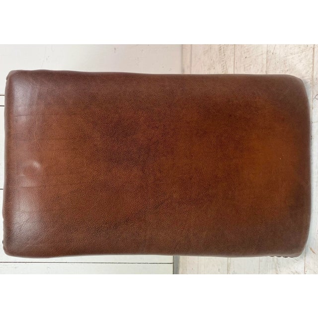 Mid-Century Modern Scandinavian Modern Faux Leather Stool For Sale - Image 3 of 8