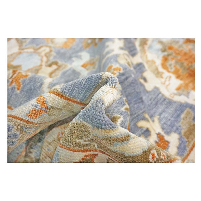 Indian Wool Sultanabad Masters Square 6 x 6 Blue, Orange & Ivory Handmade Area Rugs: #1143145 For Sale In Houston - Image 6 of 12