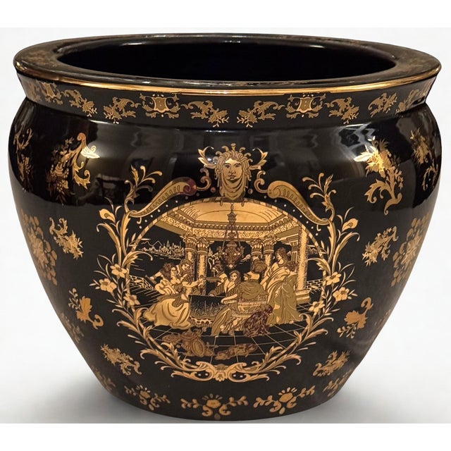 Large Scale 12” Regency Style Cache Pot in the Manner of Versace For Sale In Seattle - Image 6 of 14