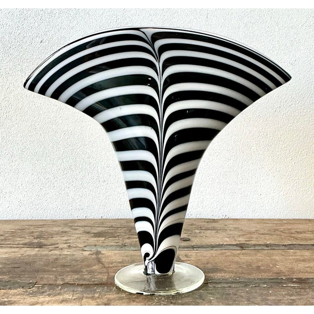 Late 20th Century Vintage Striped Art Glass Vase After Murano For Sale - Image 5 of 12