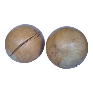 Large Wood Orb Sphere Decorative Accessory Object For Sale