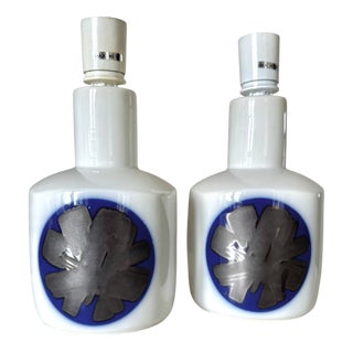 Danish Graphic Porcelain Table Lamps from Bing & Grøndahl, 1960s-1970s, Set of 2 For Sale