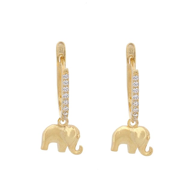 Metal Dainty Gold Lucky Elephant Earrings, A Pair For Sale - Image 7 of 7