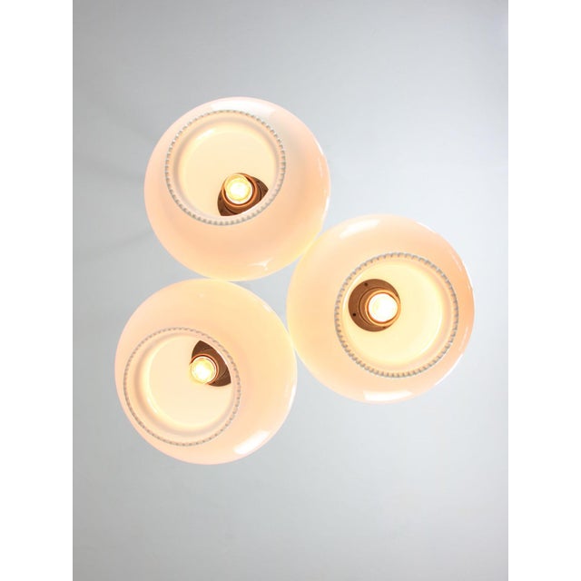 Mid-Century Italian Opaline Glass and Brass Pendant Lamp, Set of 3 For Sale - Image 14 of 18