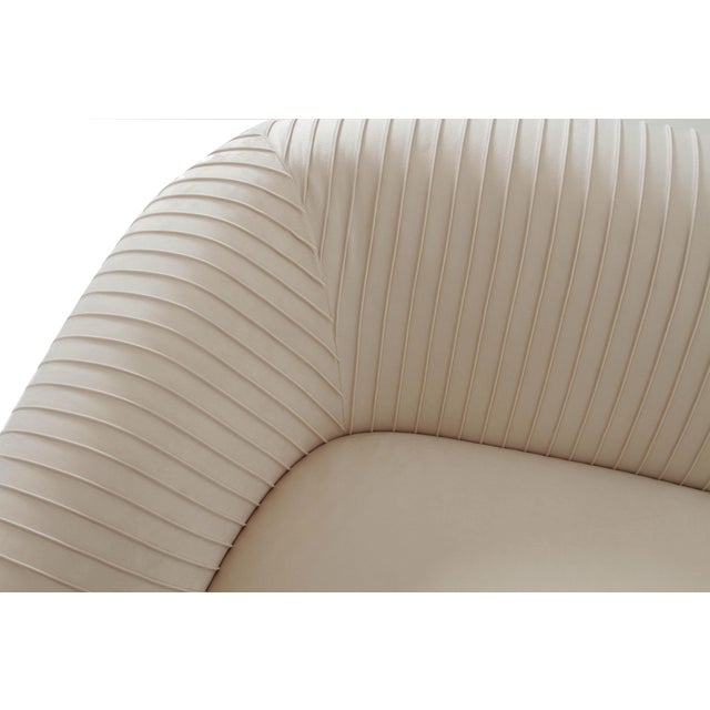 Yara Beige Velvet Pleated Loveseat For Sale - Image 4 of 7