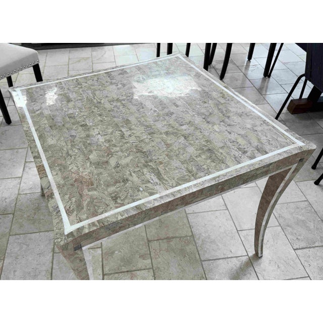 Maitland-Smith Style Tessellated Marble Stone Game / Dining Table – Neoclassical Modern Luxury For Sale In Miami - Image 6 of 14