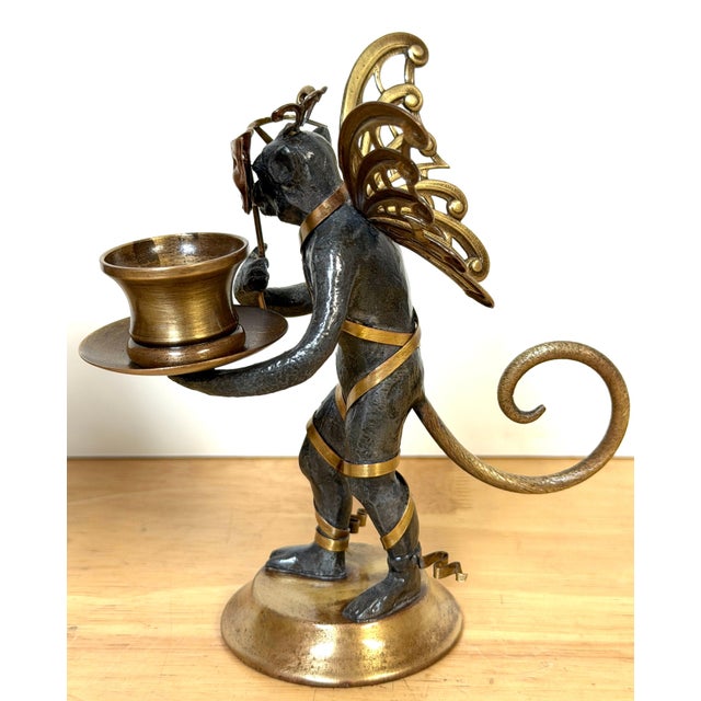 Pair Belle Époque Style Winged Monkey Masquerade Tragedy & Comedy Chambersticks For Sale - Image 9 of 17