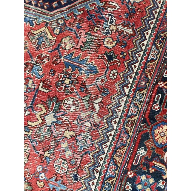 Maroon 1930's Colorful Heriz Rug 11 X 18.8 For Sale - Image 8 of 12