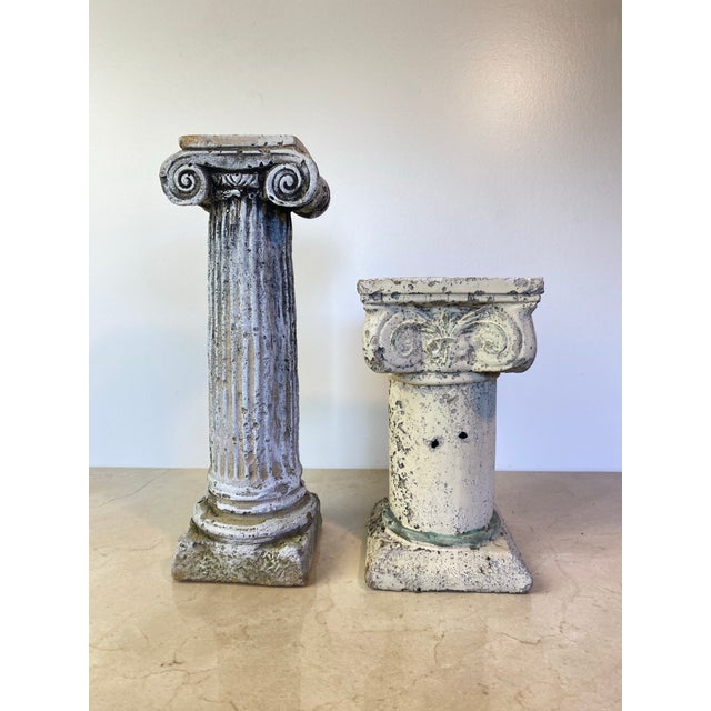 Pair of Rustic Plaster Neoclassical Column Pedestals For Sale - Image 4 of 7