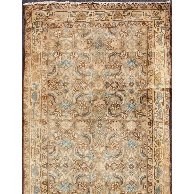 Mid 20th Century Mid 20th Century Mid-Century Persian Hamedan Runner With All-Over Herati Design in Brown & Blue For Sale - Image 5 of 12
