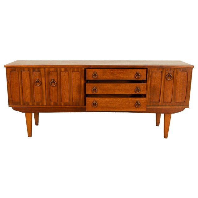 Brown 1960s Mid Century Modern Danish Style Teak Credenza Sideboard Buffet Bar Cabinet 1960s For Sale - Image 8 of 17