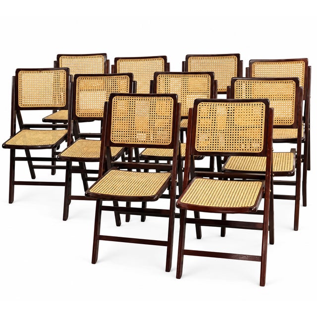 Vintage German Modernist Cane Folding Chair For Sale - Image 4 of 5