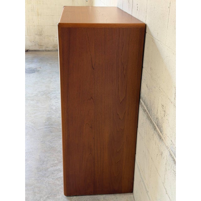 Teak Tall Dresser With 6-Drawers and Interior Shelving Danish Mid-Century Modern 1970s For Sale - Image 9 of 12