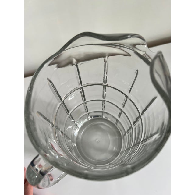 Vintage Anchor Hocking Mid-Century Geometric Cut Glass Water Pitcher For Sale - Image 4 of 5