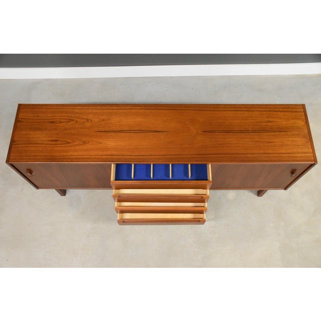 Wood 1950s Refinished 75” Swedish Modern Teak Sideboard Credenza Dresser by Nils Jonsson for Troeds For Sale - Image 7 of 10