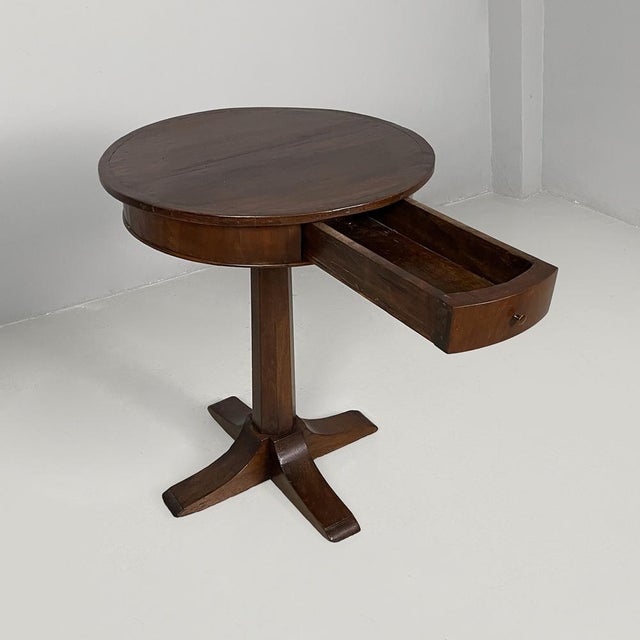 Italian Wooden Round Dining Table, 1930s For Sale - Image 3 of 17