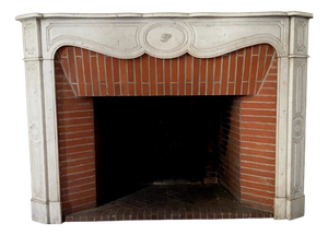 Louis XV Style Pompadour Fireplace in White Carrara Marble