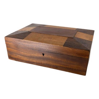 19th Century English or European Two-Tone Mahogany Satinwood Veneered Box For Sale