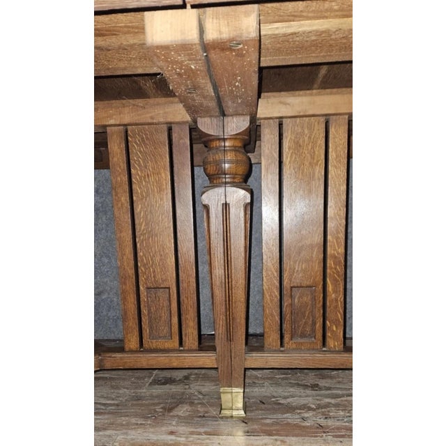 Brown Extendable Wooden Table with Marquetry Top For Sale - Image 8 of 10