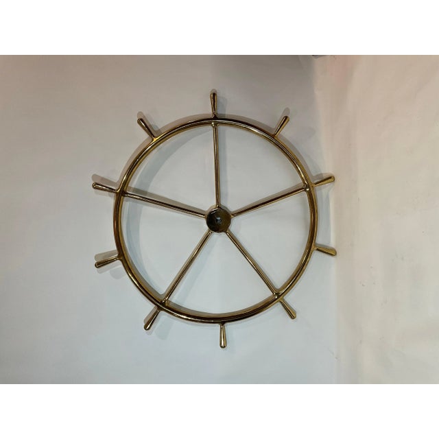 Massive Solid Brass Ships Wheel For Sale - Image 9 of 12