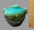 Mid-Century Modern Vintage Studio Glazed Art Pottery Turquoise Blue Olive Green Vase Urn For Sale - Image 3 of 8
