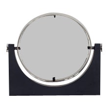 Tiltable Table Mirror with Black Marble Base and Brushed Chrome Border, Italy, 1960s For Sale
