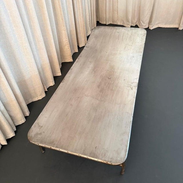 Early 20th Century Industrial Brushed Steel Infirmary Bed Chaise Longue For Sale - Image 9 of 10