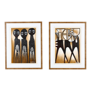 Ephrem Kouakou (Ivory Coast/Md, B. 1962), Two Paintings, Acrylic on Paper