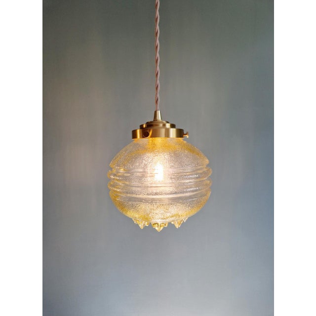 Metal Space Age Pendant Light in Yellow Transparent Glass, 1960s For Sale - Image 7 of 14