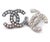 Chanel Chanel Silver CC Iridescent Crystal Large Piercing Earrings - 2 Pieces For Sale - Image 4 of 5