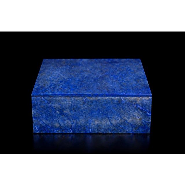 Gemstone Lapis Lazuli Box Single Panel Whole Slab Lid and 2 Sides Italian No Dye or Filler For Sale - Image 7 of 16