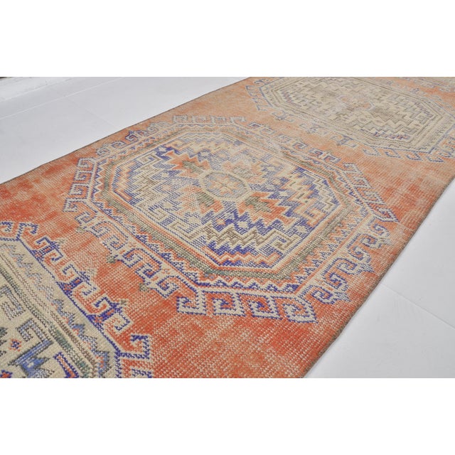 Apricot Oushak Vintage Hallway Wool Runner For Sale - Image 8 of 8