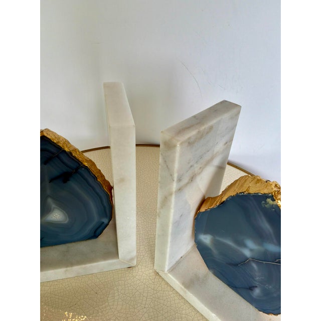 Modern Sliced Agate and Marble Aysha Bookends Set of 2 For Sale - Image 4 of 4
