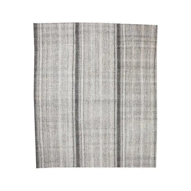 Textile Large Gray Vintage Kilim For Sale - Image 7 of 7