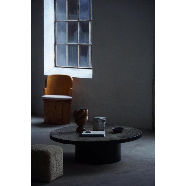 Brutalist french Round Brutalist Coffee Table in Stone and Steel, 1960s For Sale - Image 3 of 16