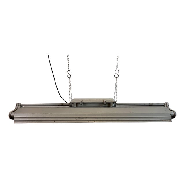 Grey Industrial Hanging Tube Light from Polam Gdansk, 1970s For Sale