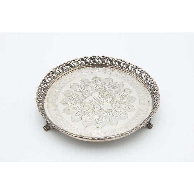 Silver Ticket Holder with Grate and Three Support Feet For Sale - Image 4 of 4