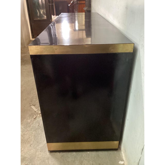 Mario Sabot Black Lacquered and Brass Sideboard from Mario Sabot, Italy, 1970s For Sale - Image 4 of 18