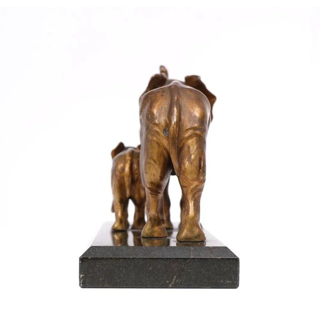 Art Deco Two Elephants on Black Marble Base, France, 1925 For Sale - Image 9 of 12