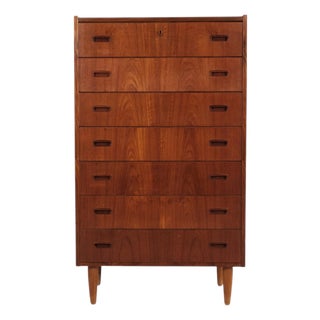 Danish Teak Chest of Drawers with Seven Drawers, 1960s For Sale