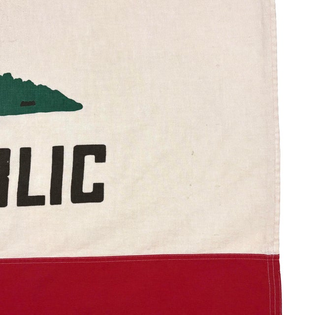 Textile Large Genuine Vintage Cotton California Republic Bear Flag For Sale - Image 7 of 8