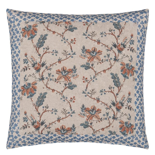 French Country Pair of Pentimento Linen 20" Square Pillows For Sale - Image 3 of 5