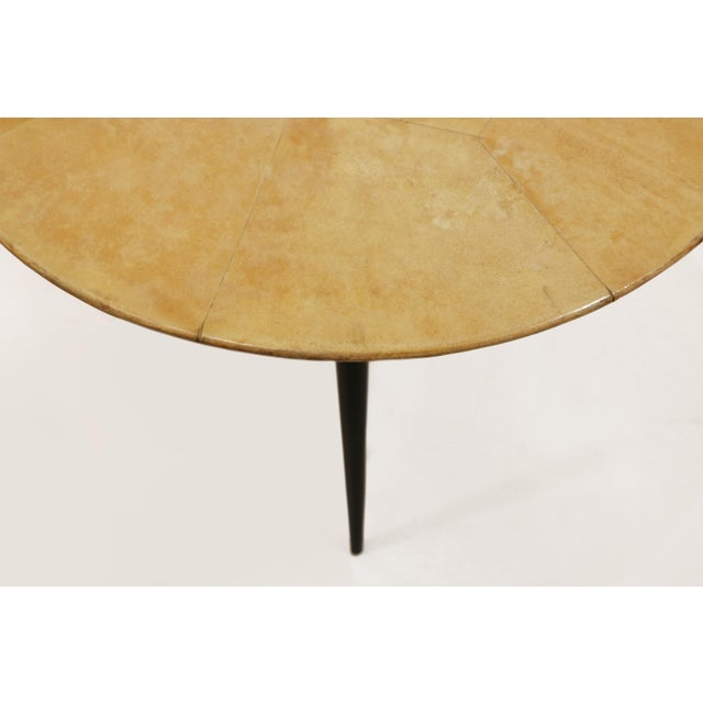 Mid-Century Modern Pair of Small Aldo Tura Parchment Top Side Tables , Italy 1950's For Sale - Image 3 of 18